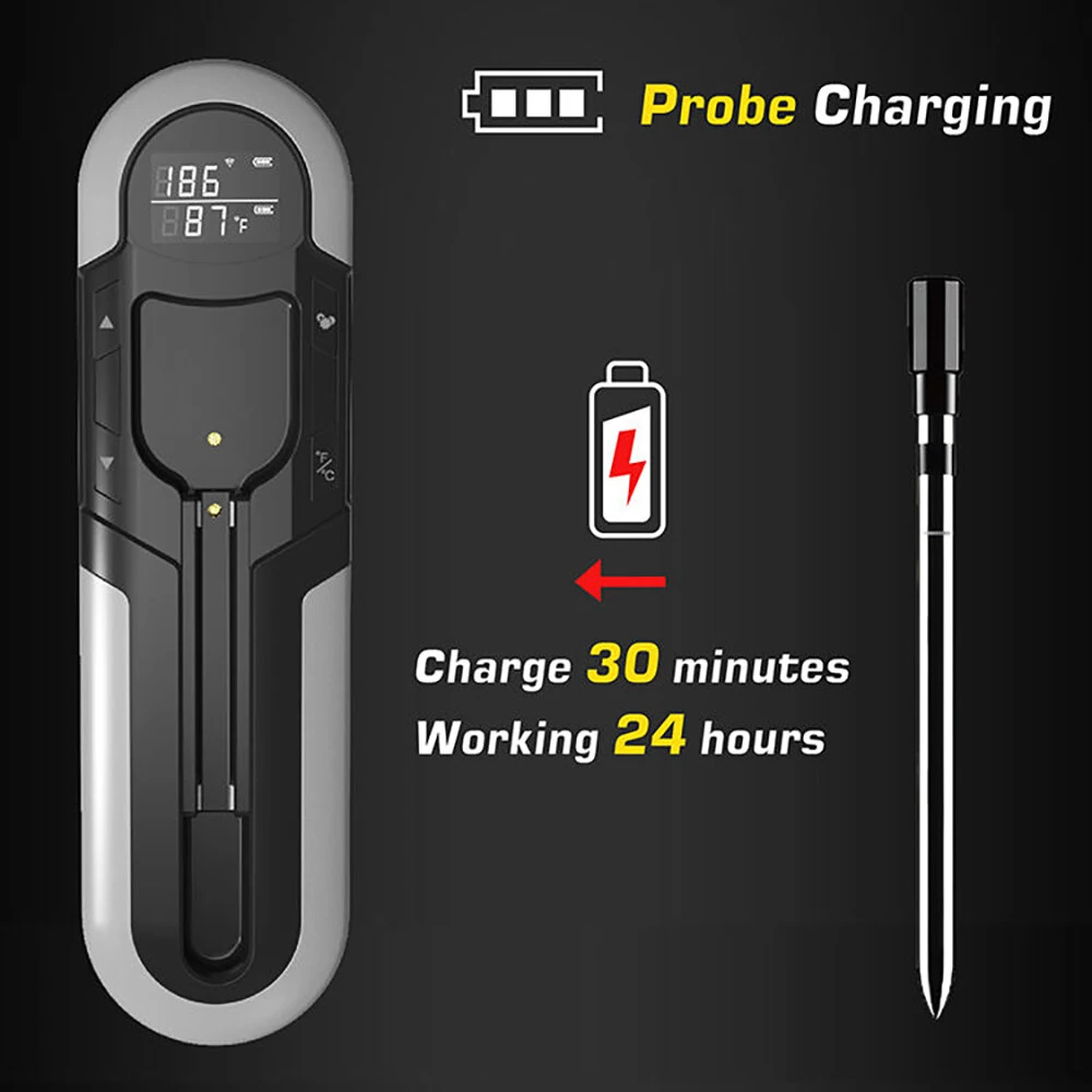 (image for) -4&deg;F to 212&deg;F Bluetooth Wireless Meat Steak Food Electronic Thermometer Grill Probe Smart Meat Food Kitchen Wireless Grill Thermometer