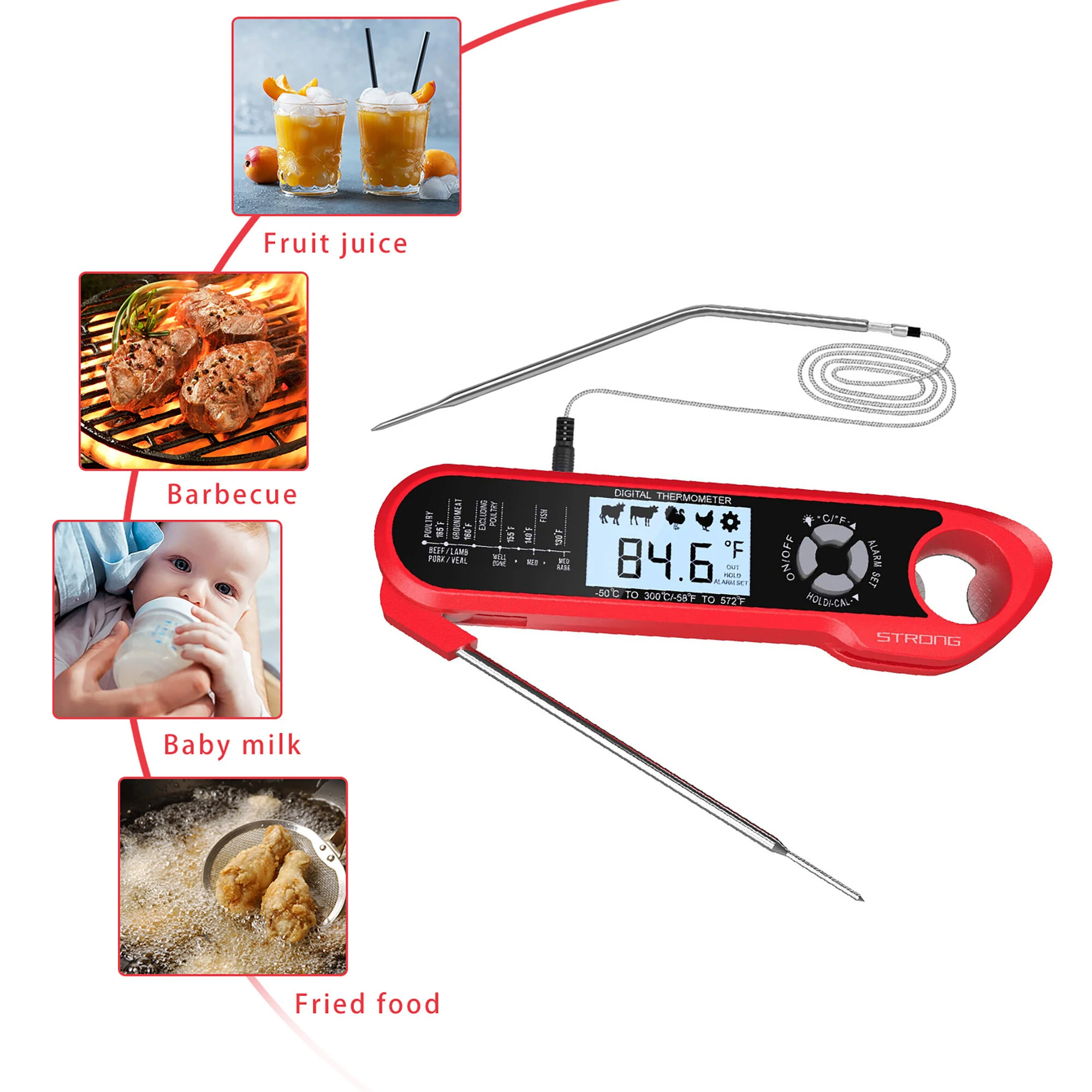 (image for) AGSIVO Dual Probes Fast Instant Read Digital Food Meat Thermometer Waterproof For BBQ Kitchen Cooking Grilling