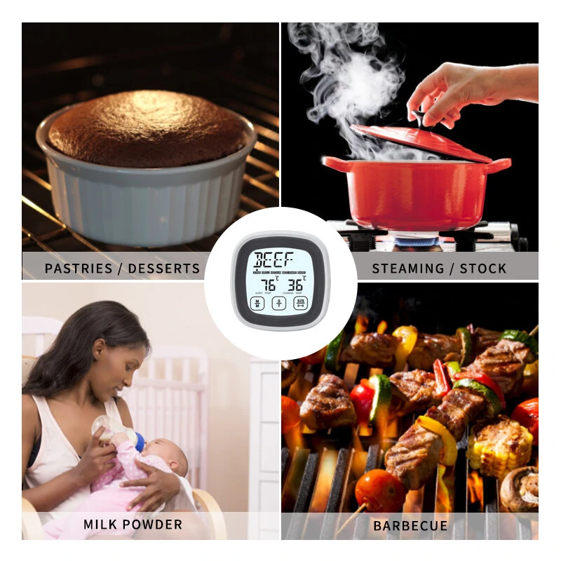 (image for) AGSIVO TS-BN53 Touch Screen Digital Meat Food Thermometer Instant Read Food Thermometer Timer Alarm for Cooking / Grilling / BBQ