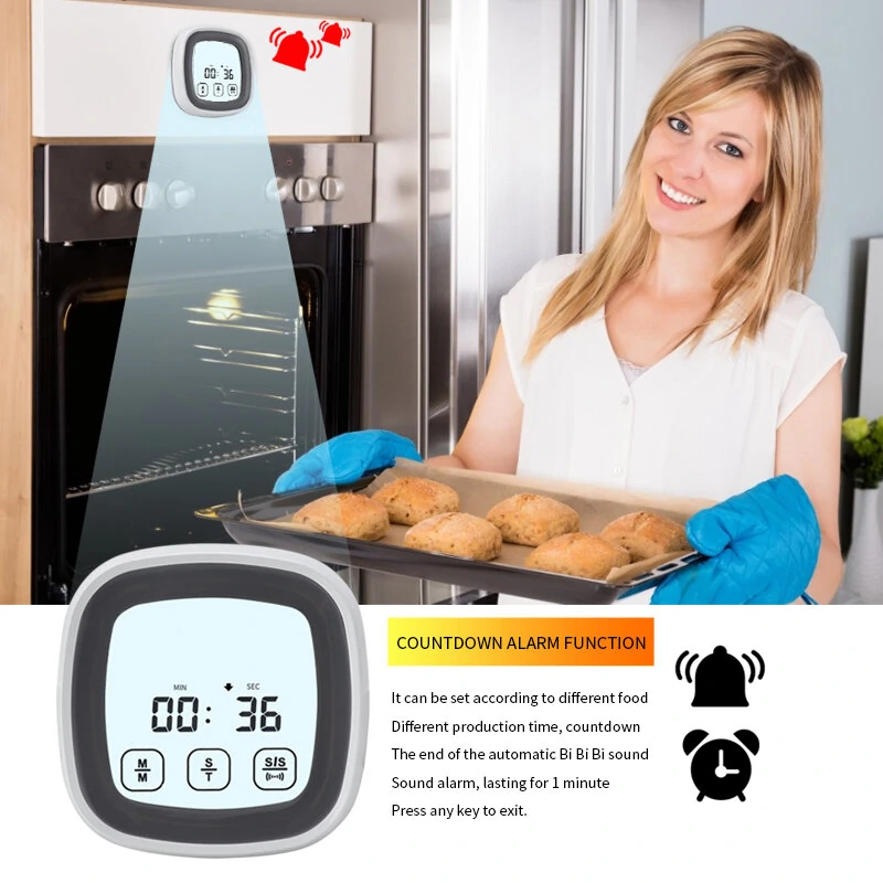 (image for) AGSIVO TS-BN53 Touch Screen Digital Meat Food Thermometer Instant Read Food Thermometer Timer Alarm for Cooking / Grilling / BBQ
