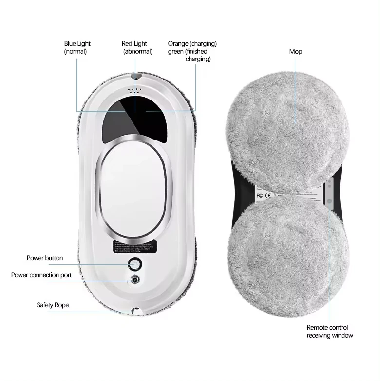 (image for) Electric Window Cleaner Robot With Remote Control Smart Glass Cleaning Robotic with 5600Pa Strong Suction Window Cleaning Robot for Windows Tiles Class Door